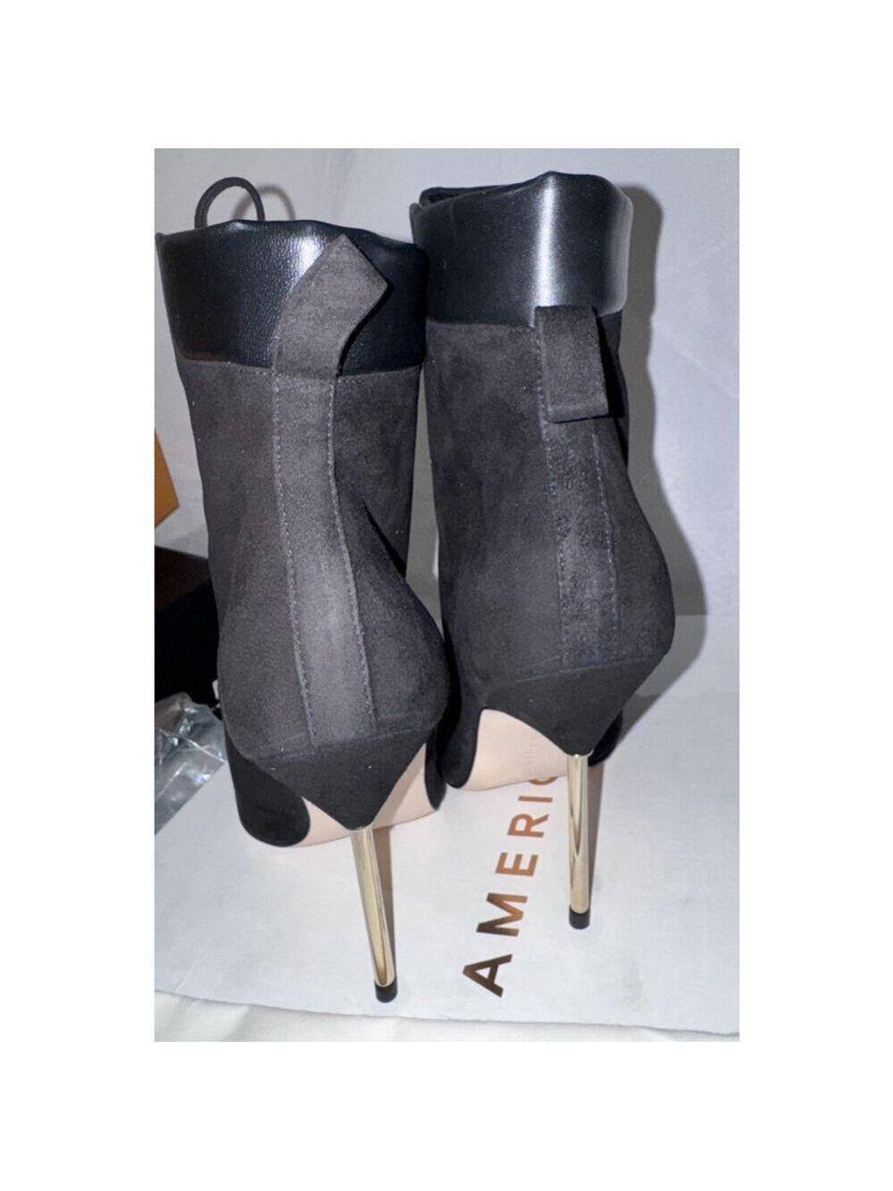 Good American Shoes Womens 7.5 Black Suede Booties Stiletto Heel Boots GA012K-E - Picture 6 of 12